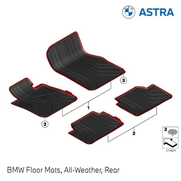 BMW Genuine All-Weather Rubber Rear Car Floor Mats Modern F30/F31 - Image 3